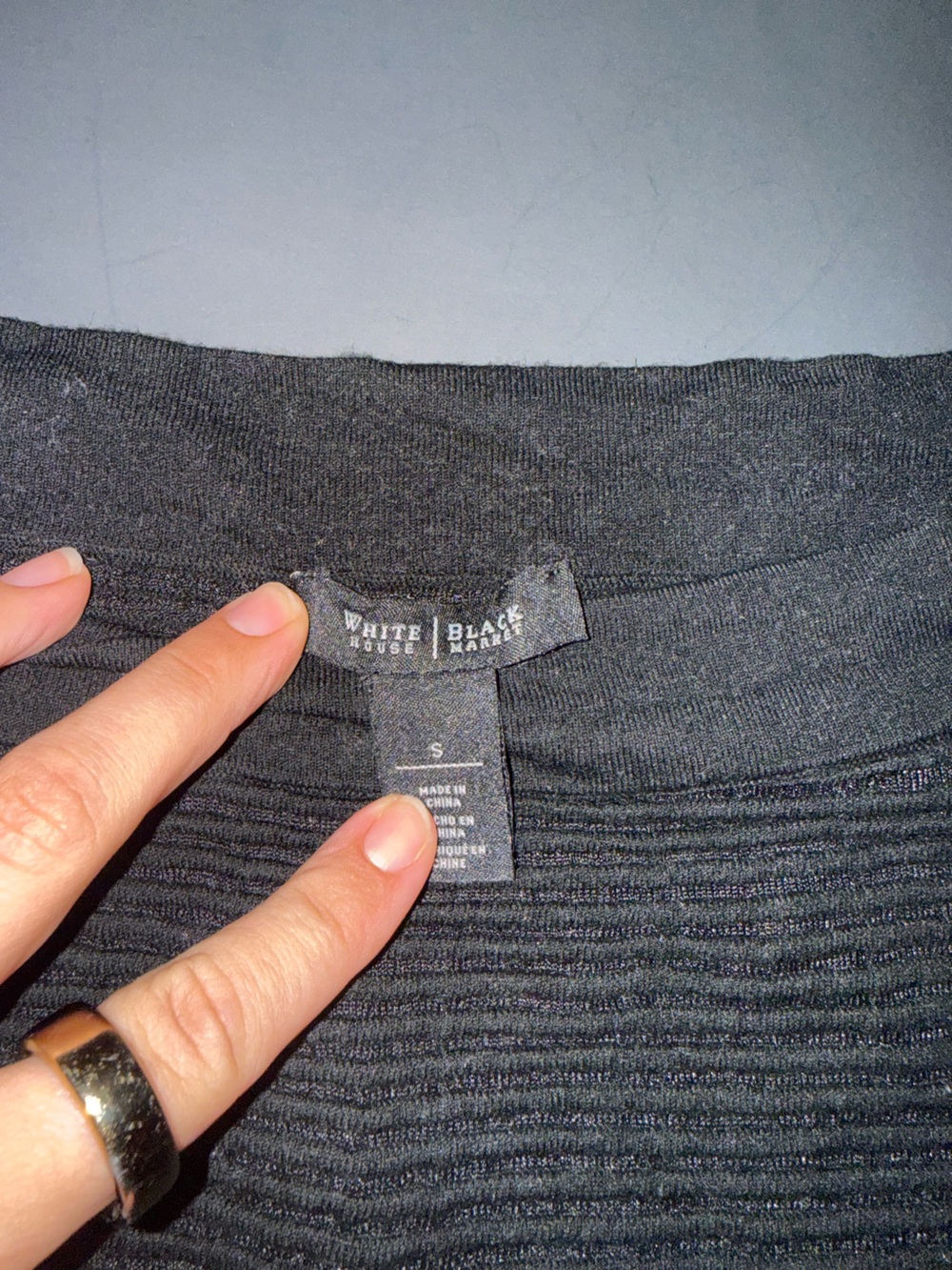 White House Black Market Black Ribbed Crewneck Sweater - Picture 2 of 2
